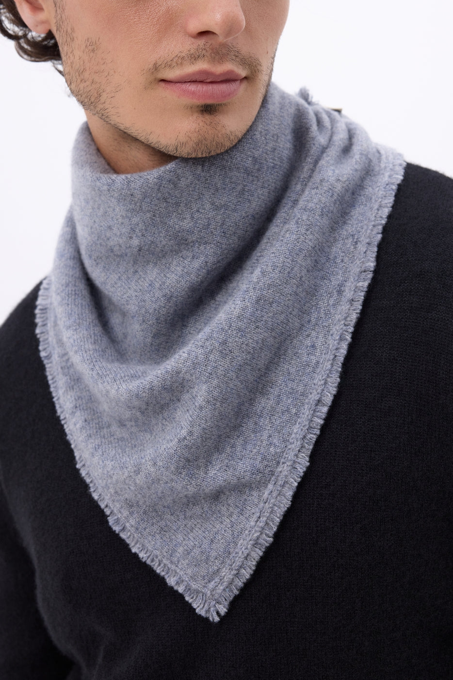 Plain Cozy Triangle Bandana Scarf - Dark Grey - Men