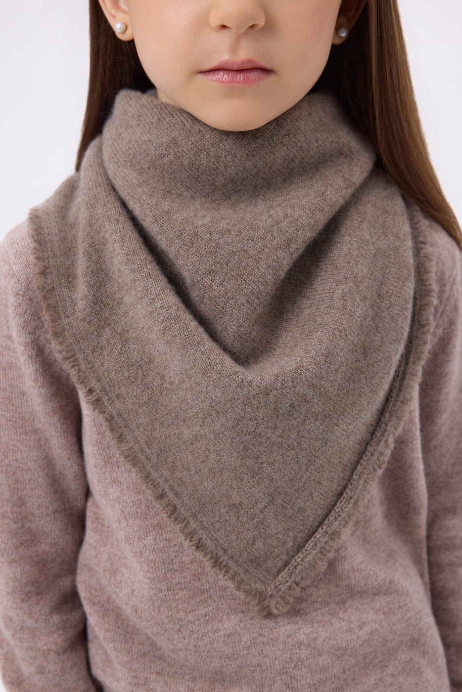 Cozy Plain Triangle Bandana Scarf - Hazelnut - Kids