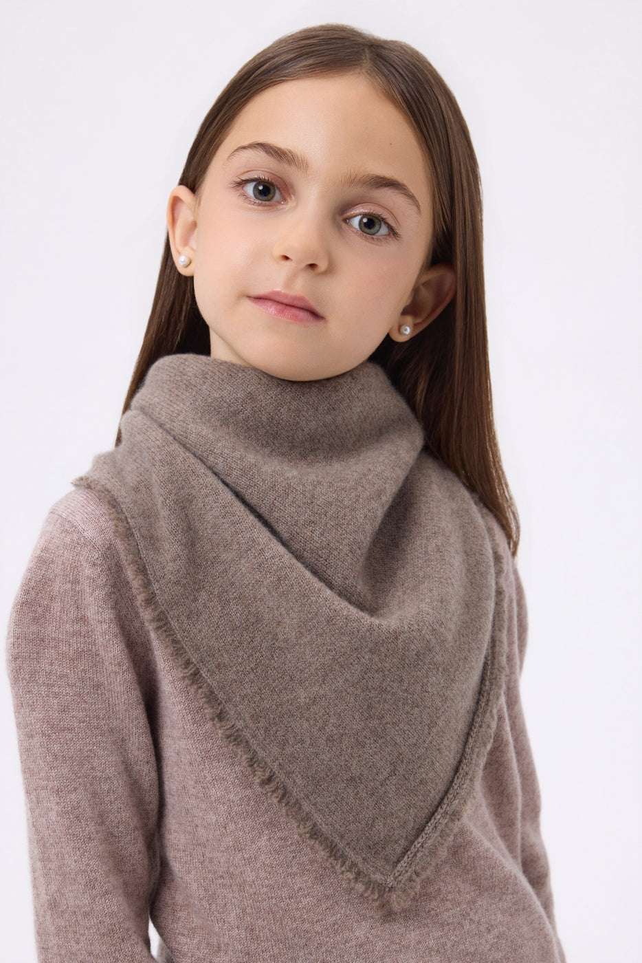 Cozy Plain Triangle Bandana Scarf - Hazelnut - Kids