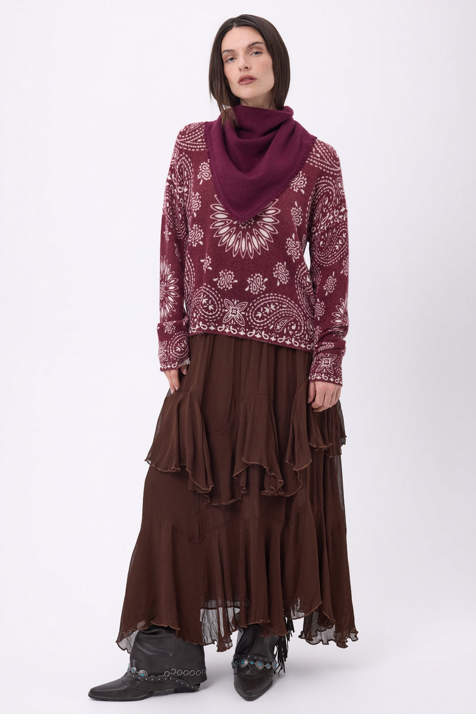 Echarpe Bandana Triange Uni Cozy - Lie-De-Vin - Femme