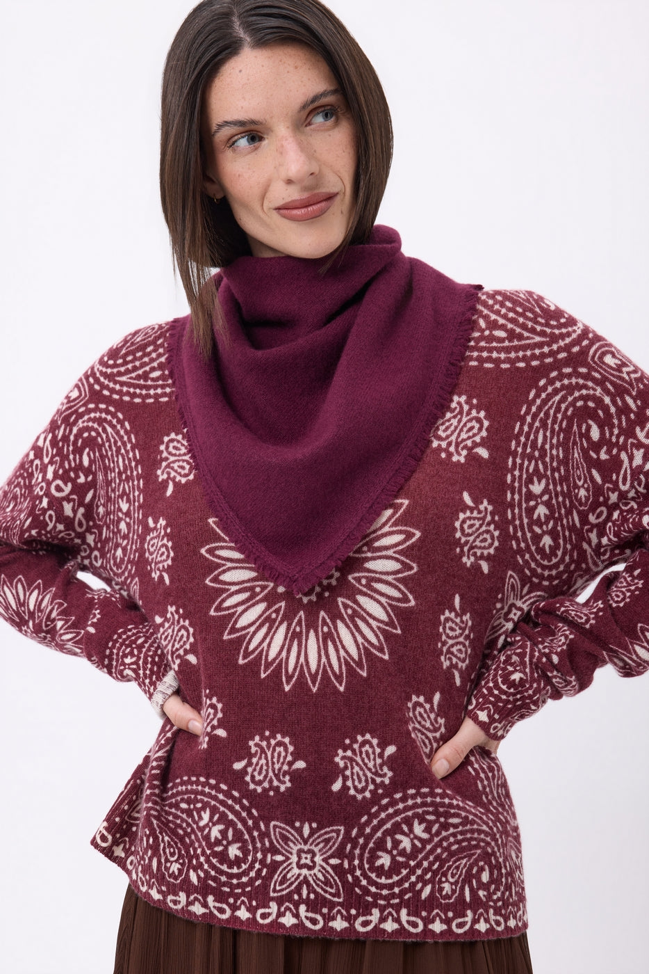 Echarpe Bandana Triange Uni Cozy - Lie-De-Vin - Femme