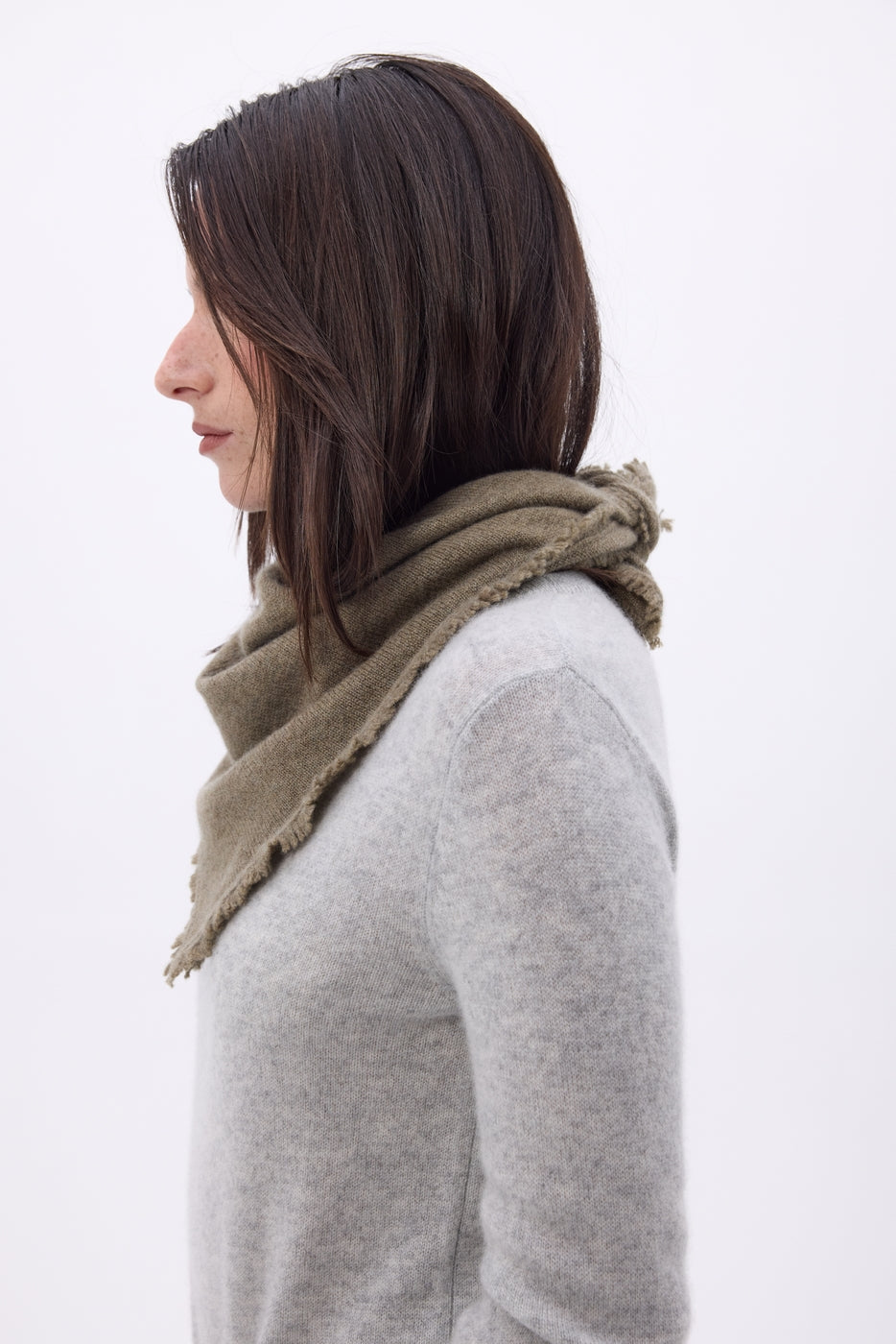 Echarpe Bandana Triange Uni Cozy - Khaki Chine - Femme