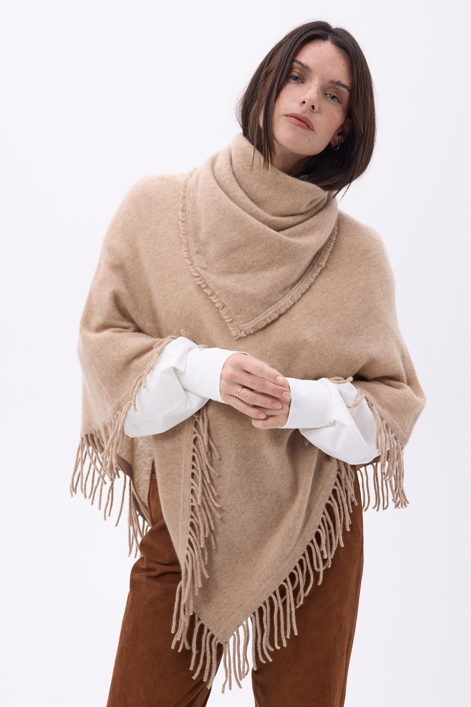 Echarpe Bandana Triange Uni Cozy - Khaki Chine - Femme