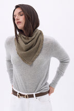 Echarpe Bandana Triange Uni Cozy - Khaki Chine - Femme