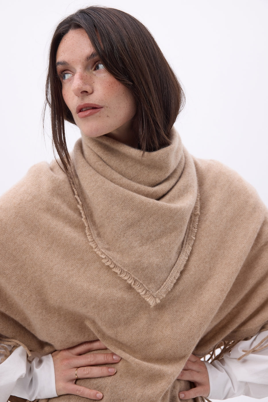 Echarpe Bandana Triange Uni Cozy - Khaki Chine - Femme