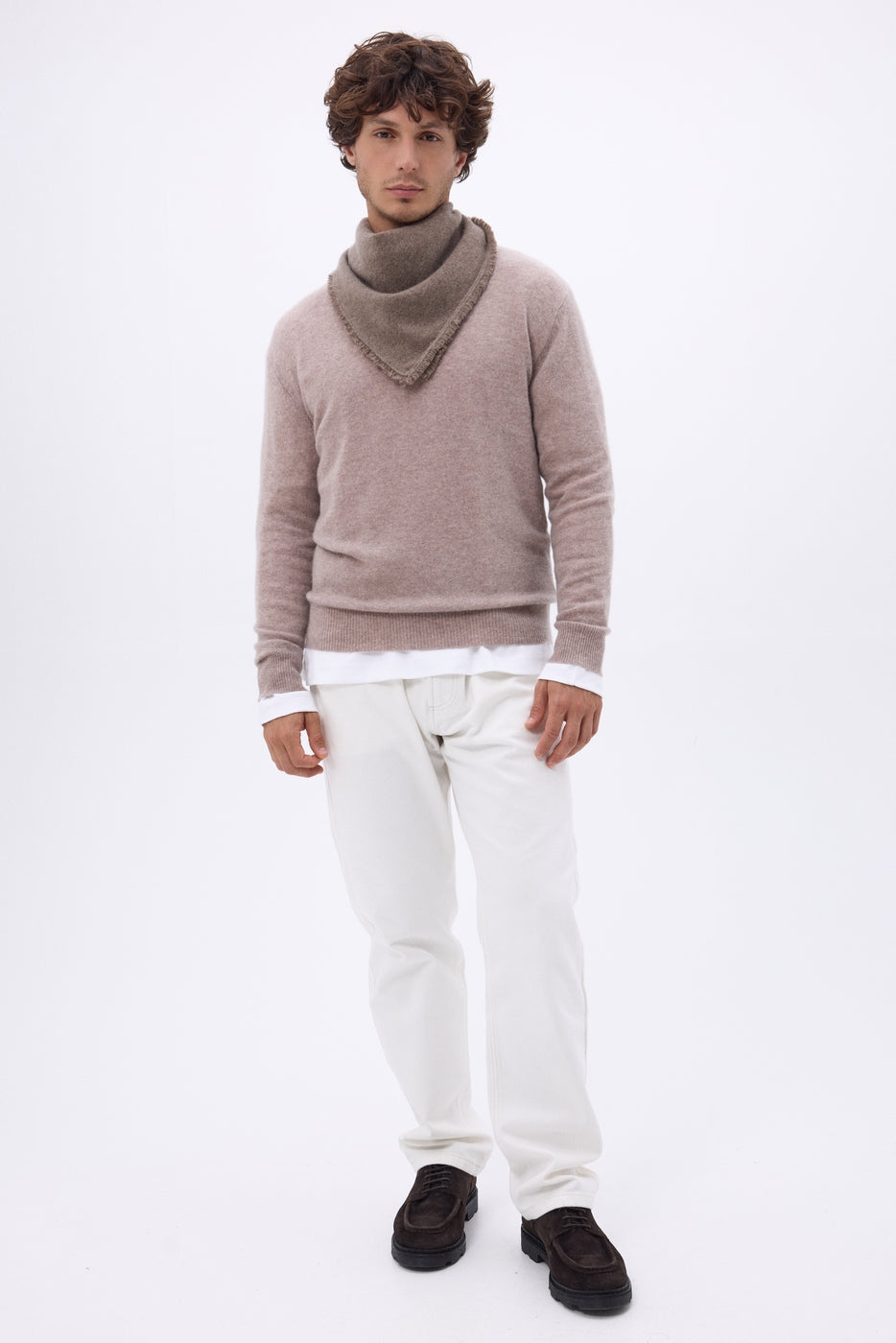 Echarpe Bandana Triange Uni Cozy - Khaki Chine - Homme