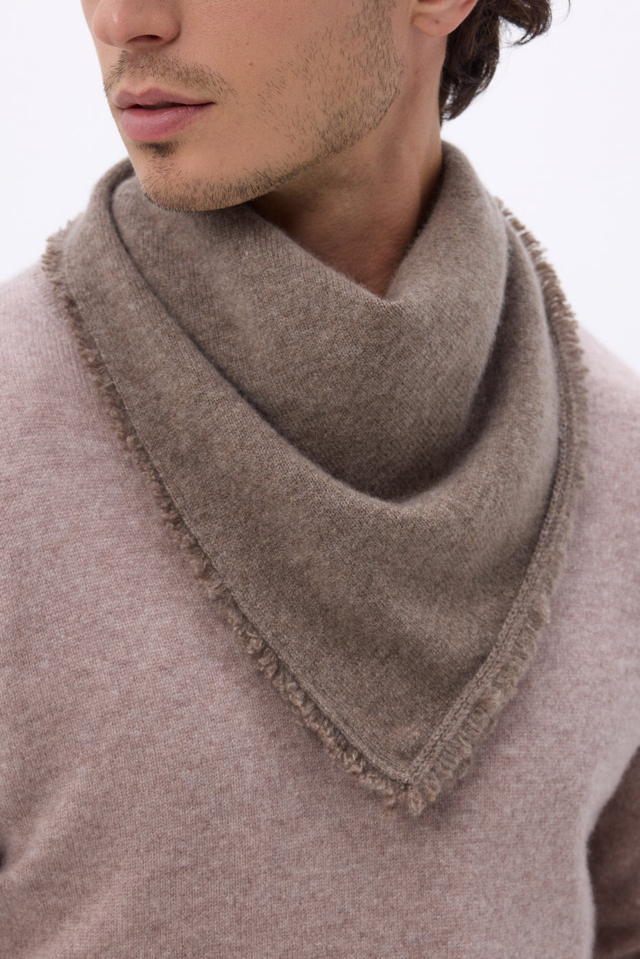 Echarpe Bandana Triange Uni Cozy - Khaki Chine - Homme