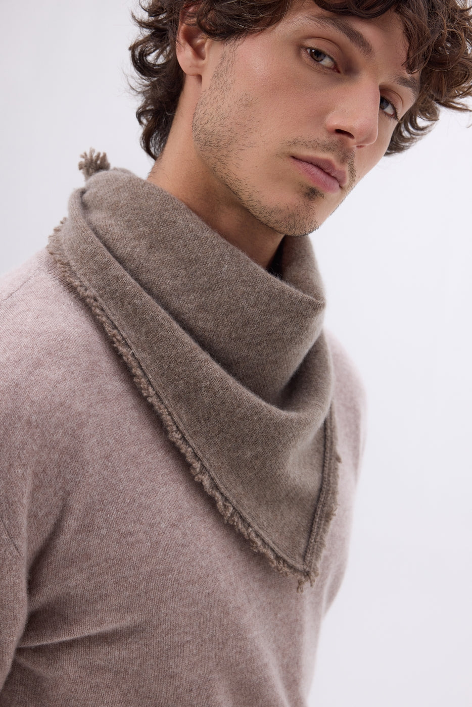 Echarpe Bandana Triange Uni Cozy - Khaki Chine - Homme