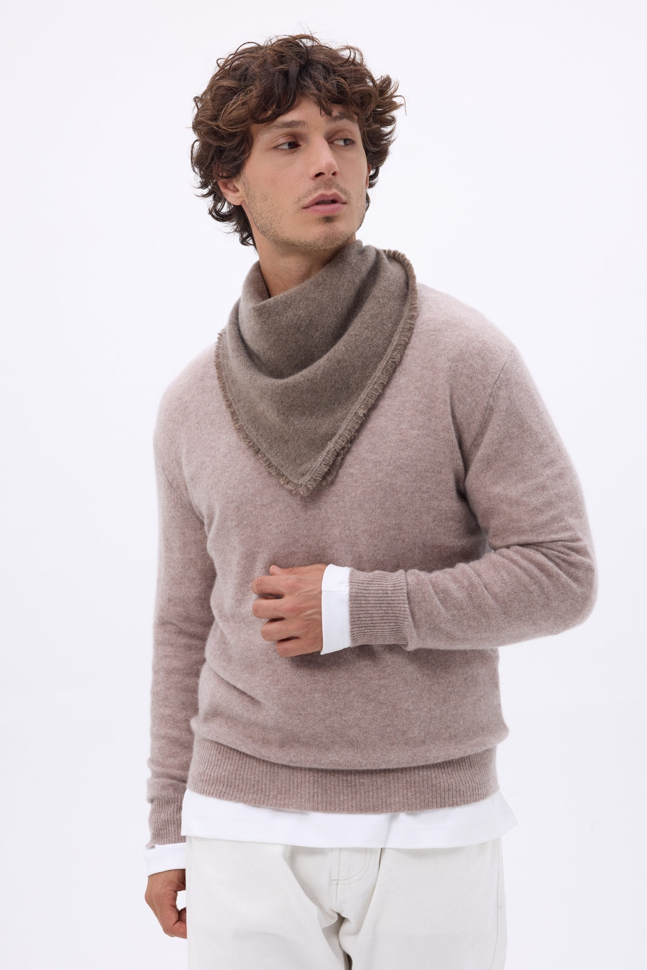 Echarpe Bandana Triange Uni Cozy - Khaki Chine - Homme