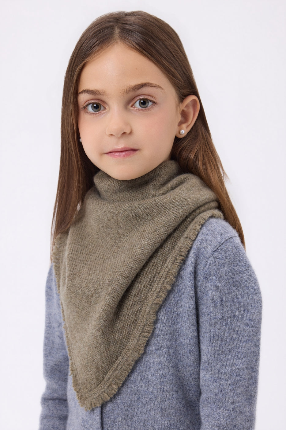 Echarpe Bandana Triange Uni Cozy - Khaki Chine - Femme
