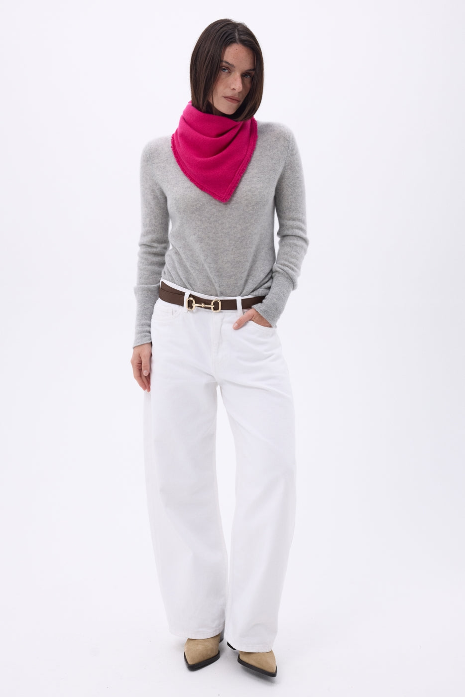 Echarpe Bandana Triange Uni Cozy - Rose Fuschia - Femme