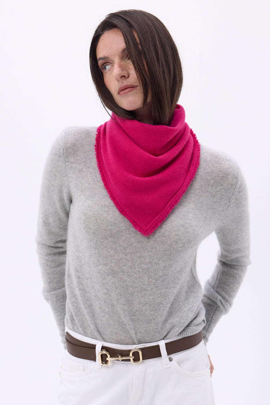 Echarpe Bandana Triange Uni Cozy - Rose Fuschia - Femme