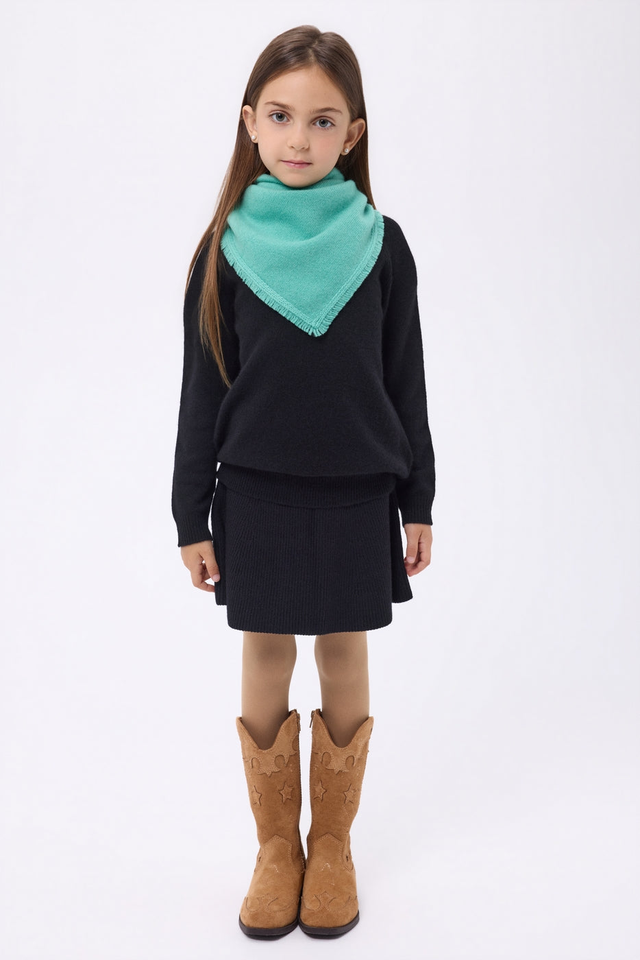 Bufanda bandana triangular lisa Cozy - Verde pastel - Niño