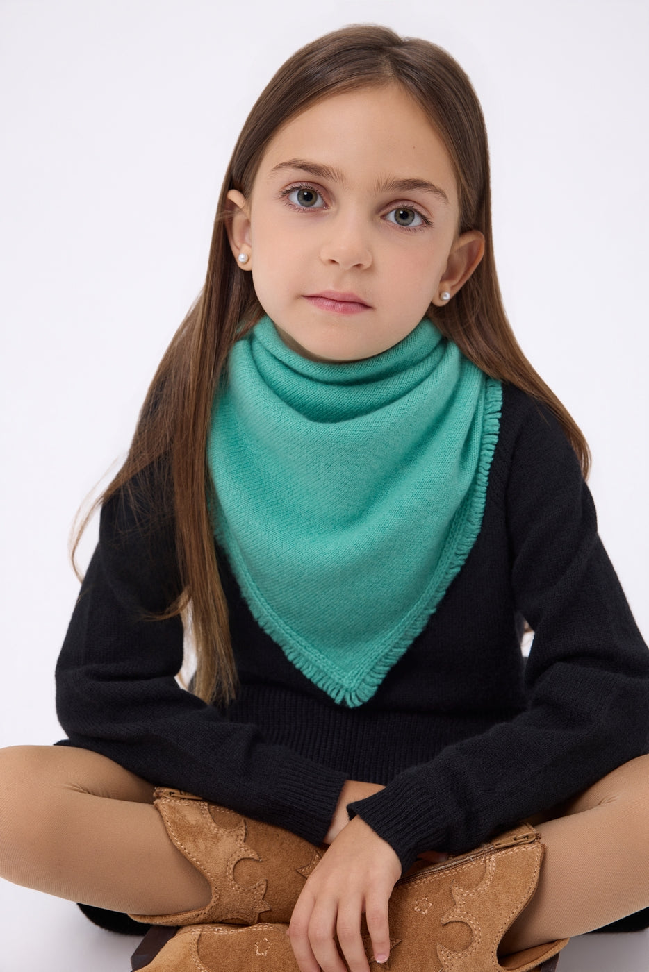 Bufanda bandana triangular lisa Cozy - Verde pastel - Niño
