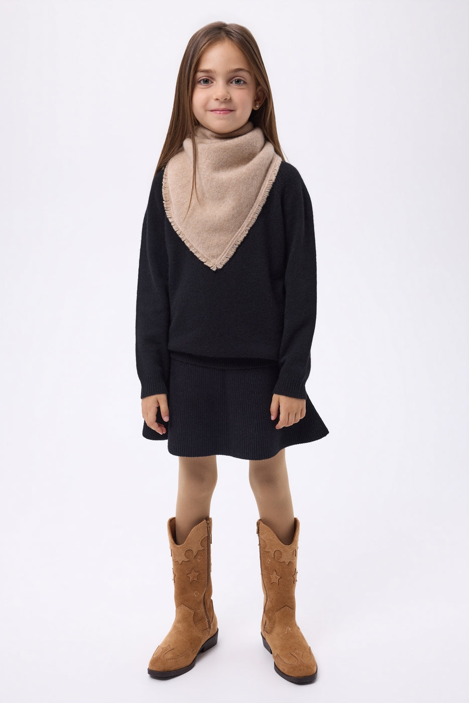 Echarpe Bandana Triange Uni Cozy - Beige Creme - Enfant