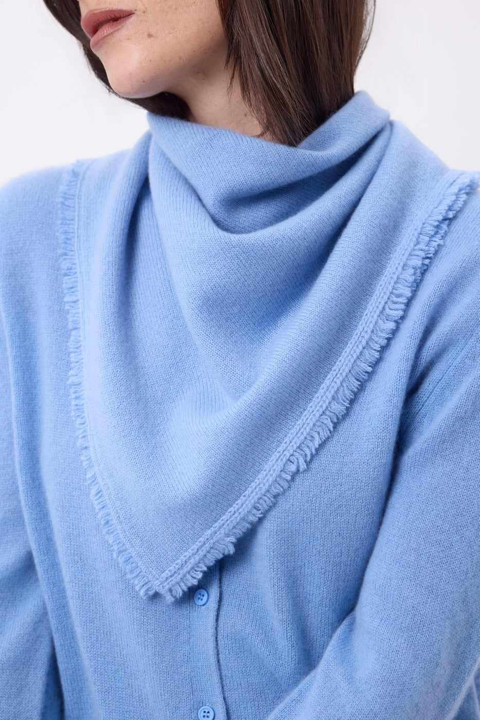 Plain Triangle Bandana Scarf Cozy - Light Blue - Women