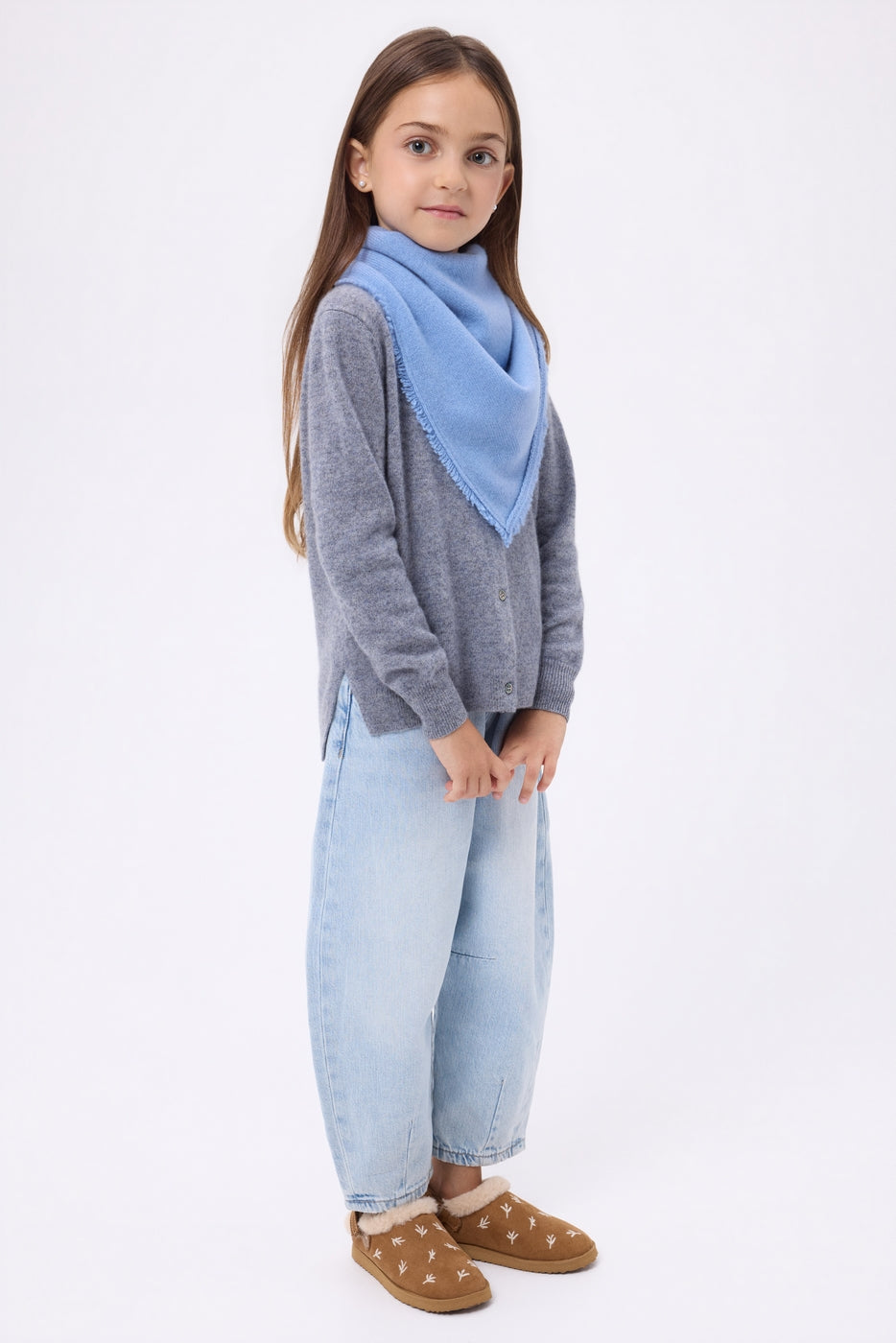 Bufanda bandana triangular lisa Cozy - Azul claro - Niño
