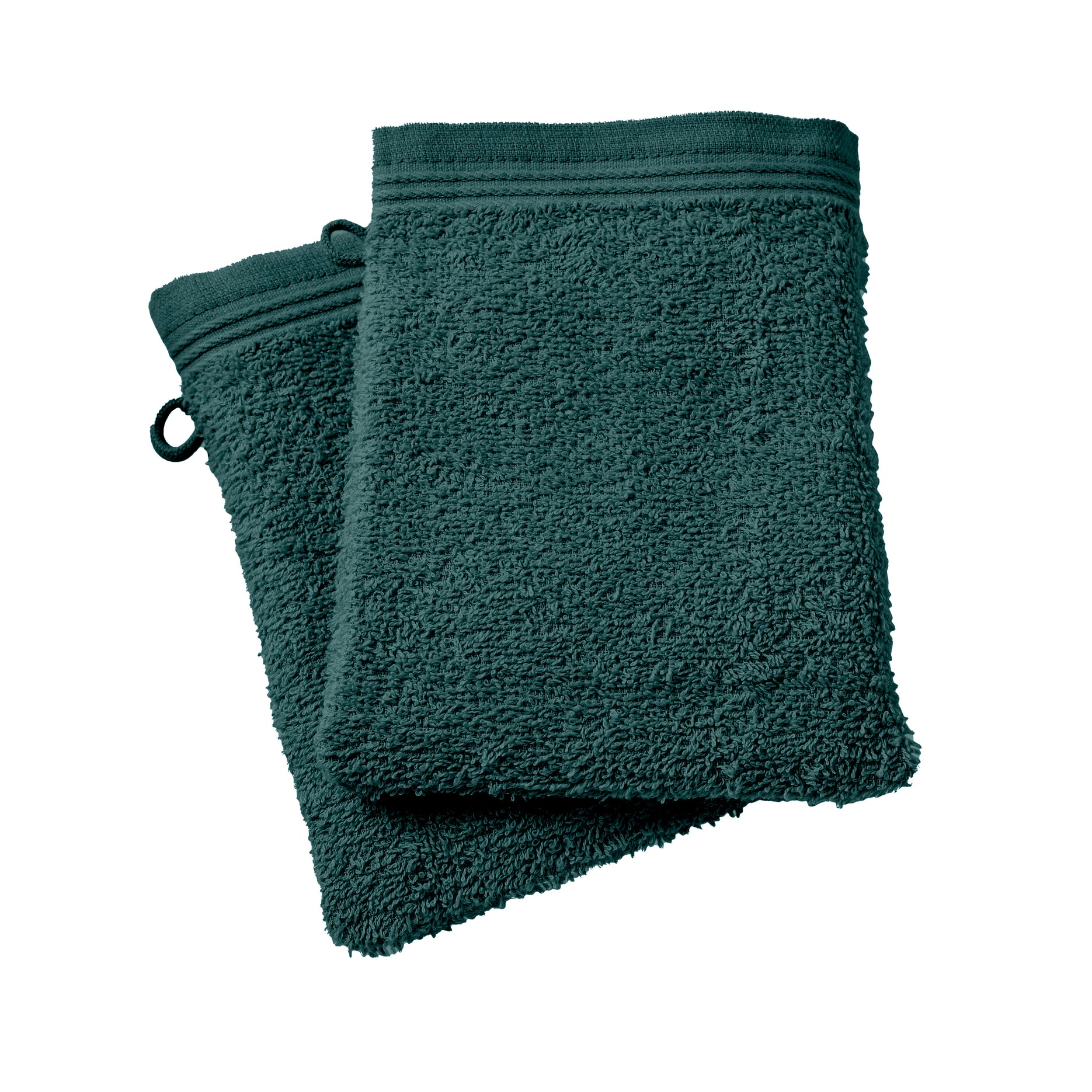 Set of 2 "Spa" Washcloths - 100% Cotton - Emerald