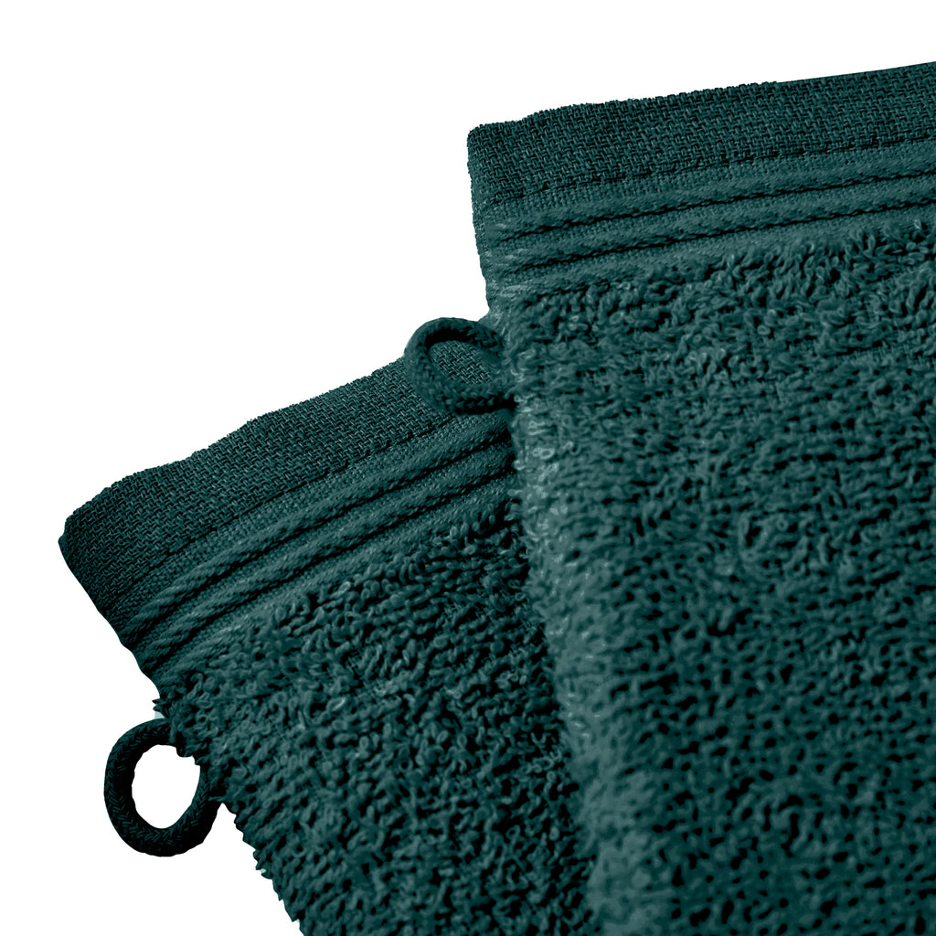 Set of 2 "Spa" Washcloths - 100% Cotton - Emerald