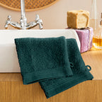 Set of 2 "Spa" Washcloths - 100% Cotton - Emerald