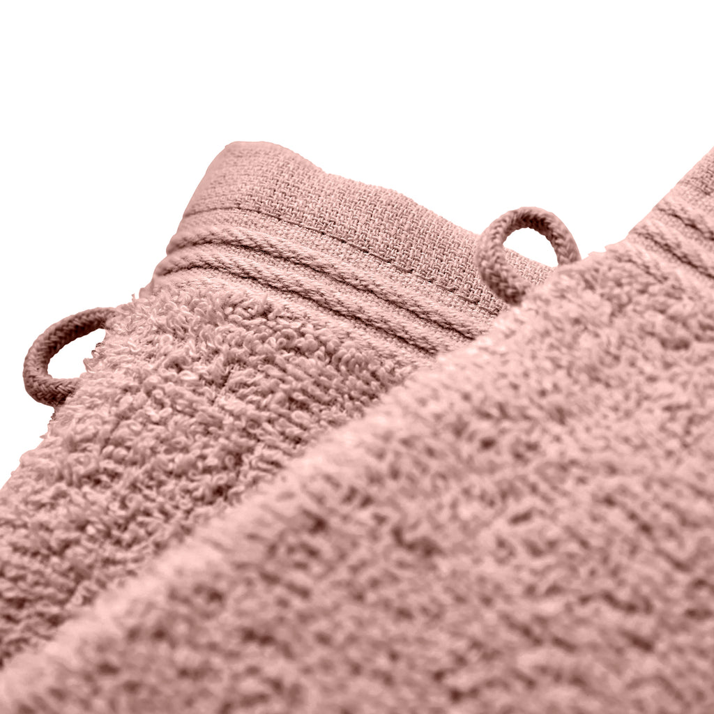 Lot De 2 Gants De Toilette "Spa" - 100% Coton - Vieux Rose