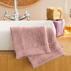 Lot De 2 Gants De Toilette "Spa" - 100% Coton - Vieux Rose