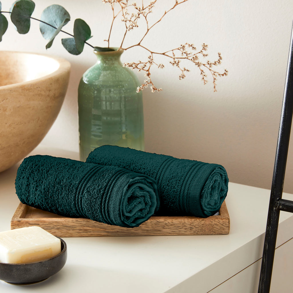 "Spa" Guest Towels - 100% Cotton - Emerald