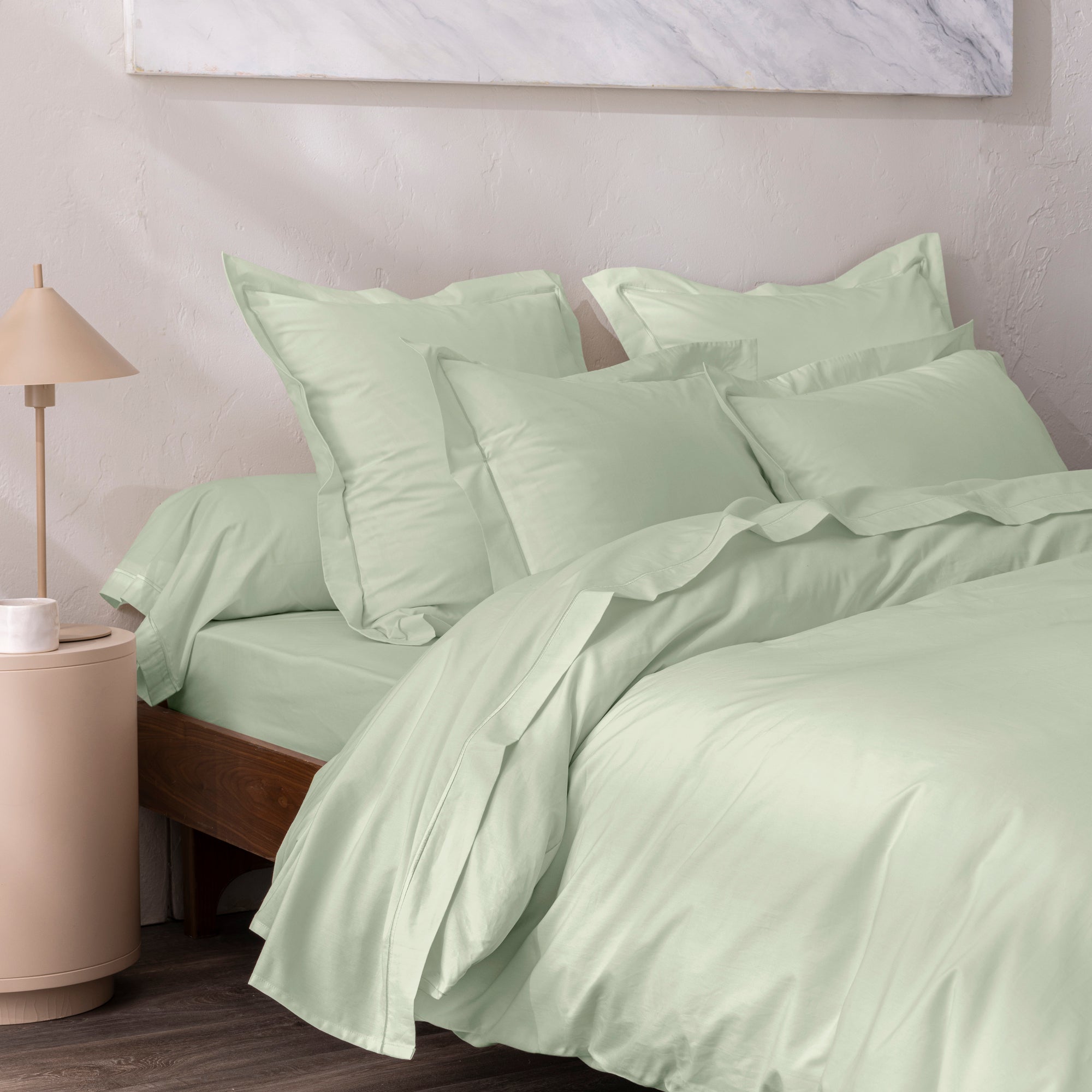 Drap Housse - 100% Percale Coton - Vert D'Eau