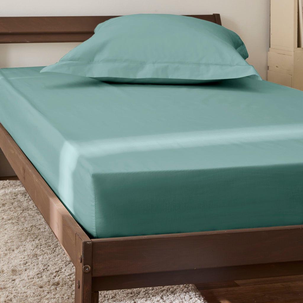 Sábana Bajera - 100% Algodón Percal - Celadon