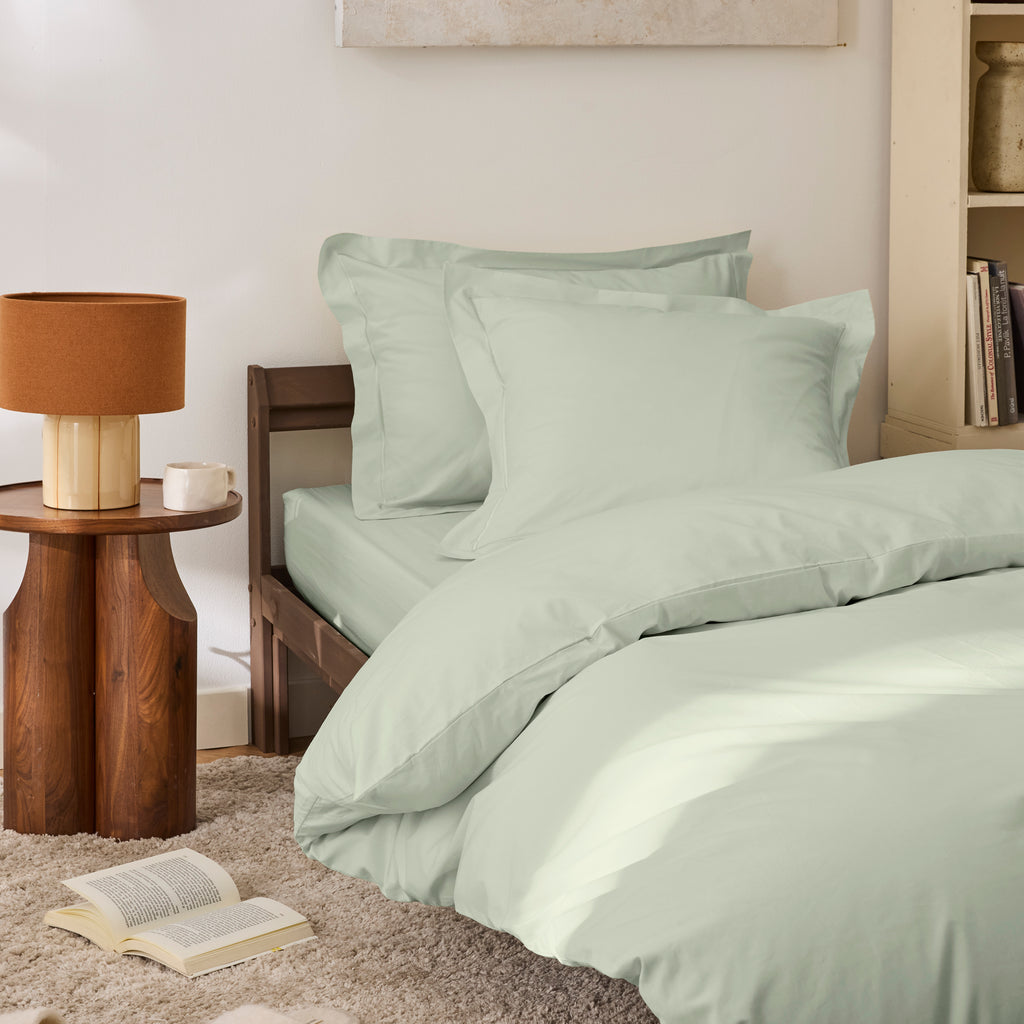 Drap Housse - 100% Percale Coton - Vert D'Eau