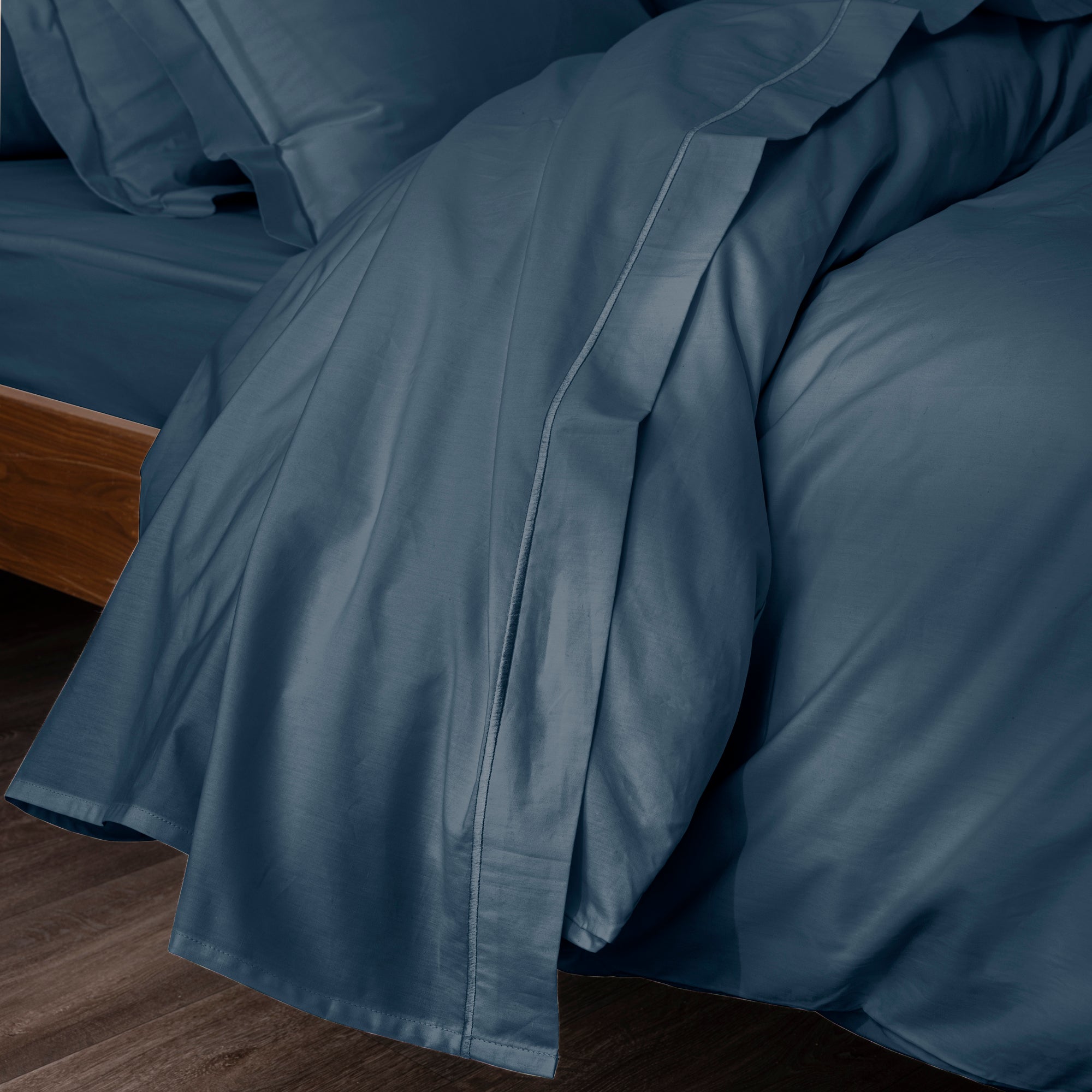 Drap Plat - 100% Percale Coton - Bleu Encre
