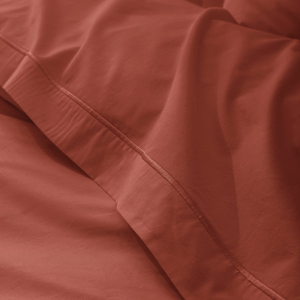 Drap Plat - 100% Percale Coton - Terracotta