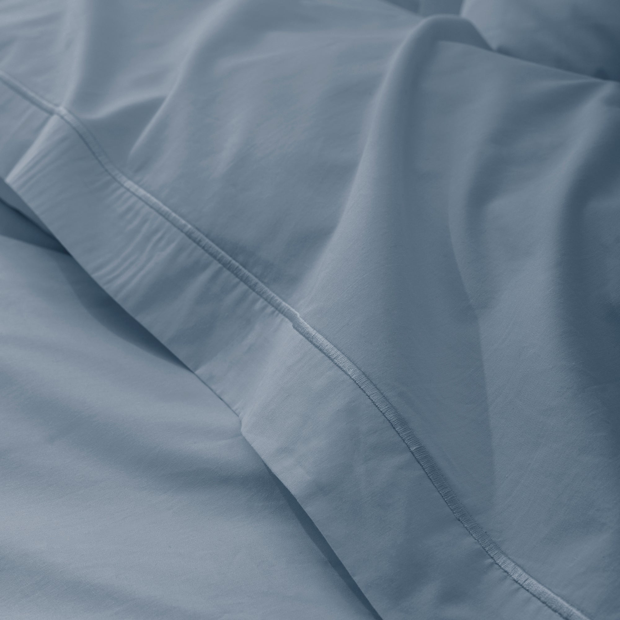 Drap Plat - 100% Percale Coton - Bleu Jean
