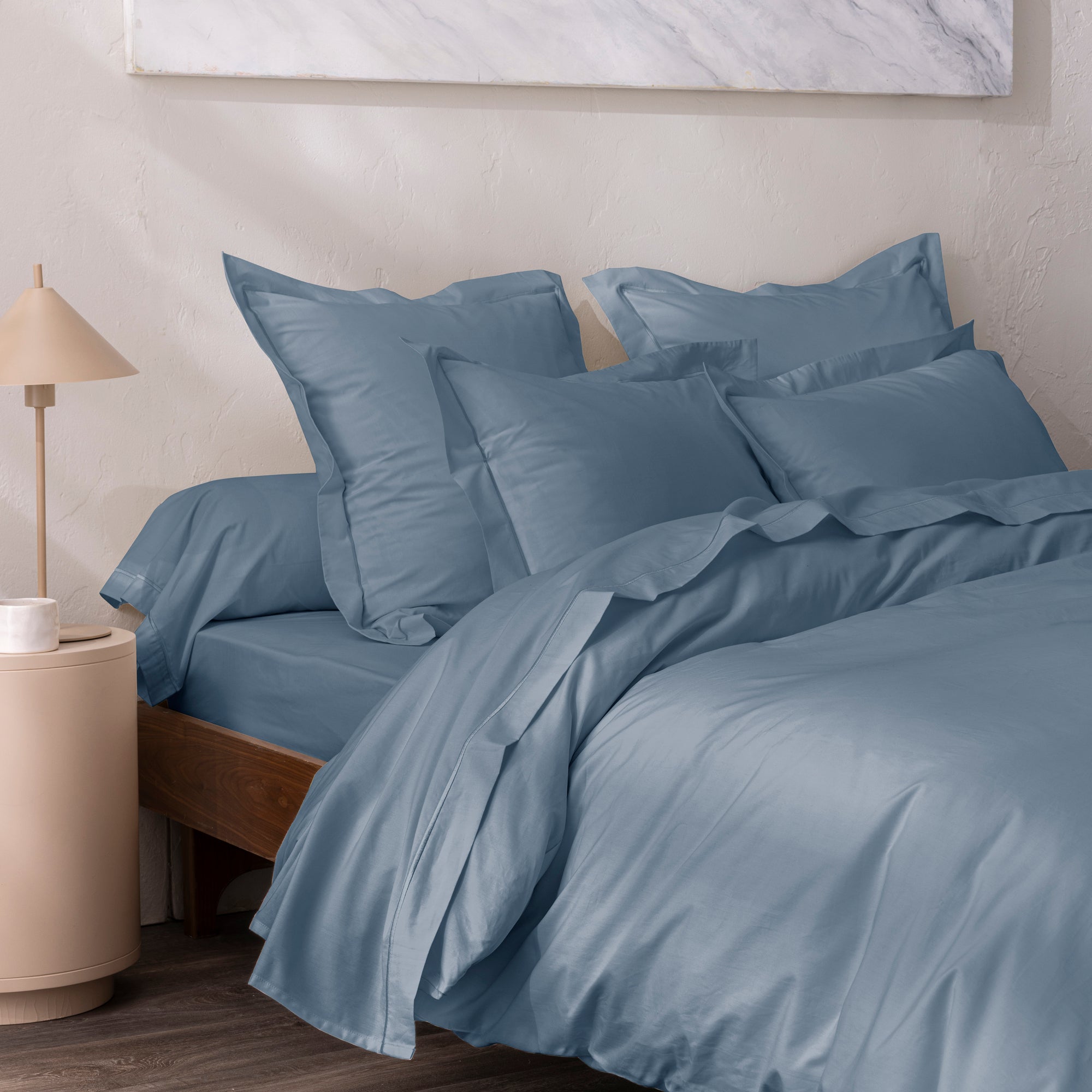 Drap Plat - 100% Percale Coton - Bleu Jean