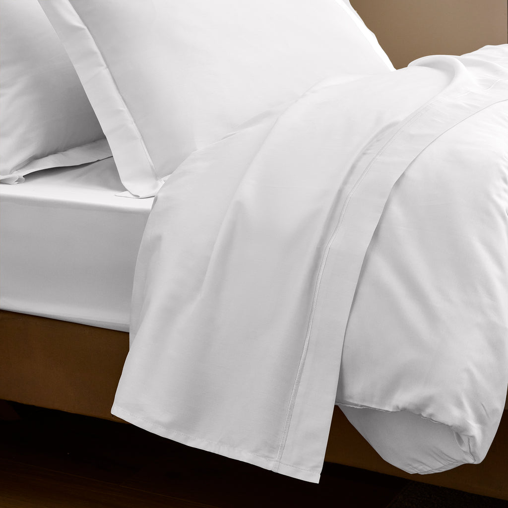 “Prestige” Flat Sheet - Cotton Satin - White