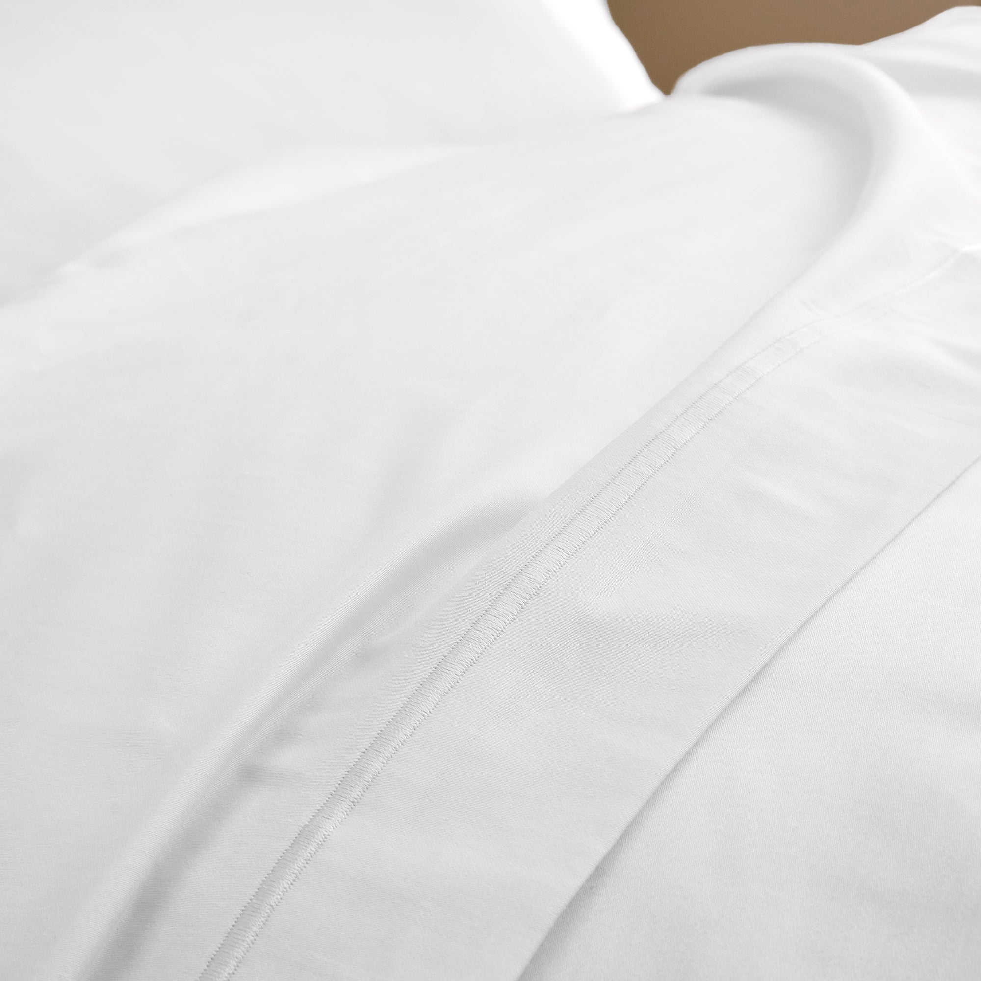 “Prestige” Flat Sheet - Cotton Satin - White
