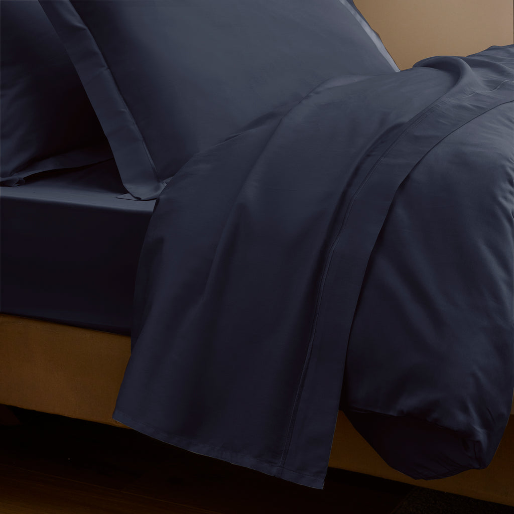 “Prestige” Flat Sheet - Cotton Satin - Velvet Blue