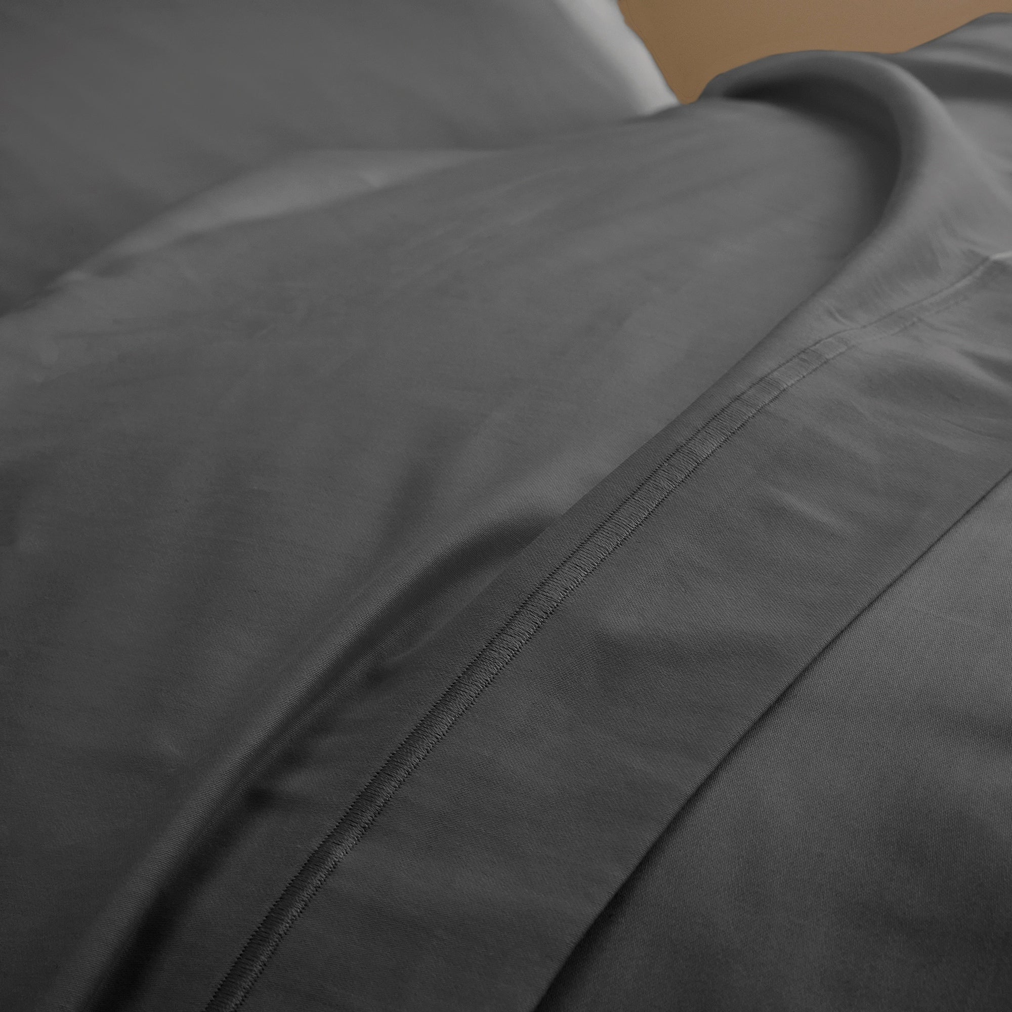 "Prestige" Flat Sheet - Cotton Satin - Graphite