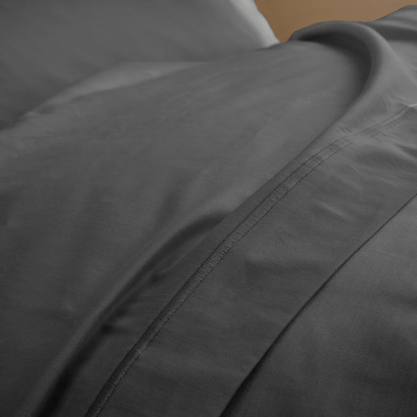 "Prestige" Flat Sheet - Cotton Satin - Graphite