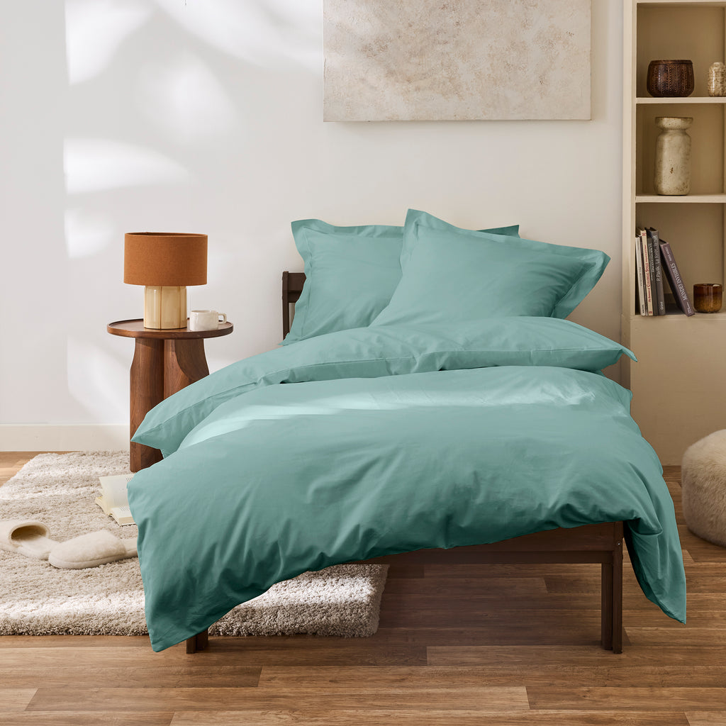 Housse De Couette - 100% Percale Coton - Celadon