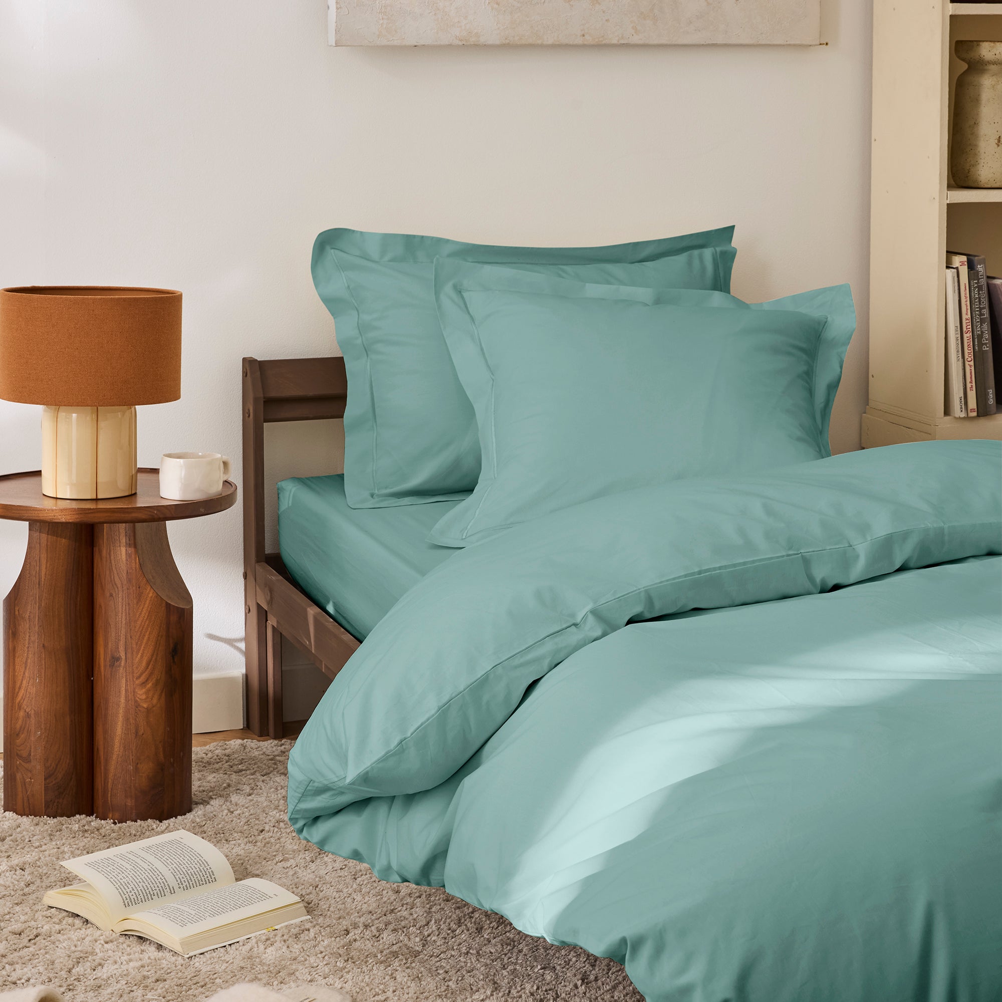 Housse De Couette - 100% Percale Coton - Celadon