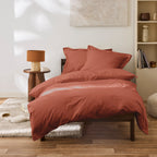 Housse De Couette - 100% Percale Coton - Terracotta