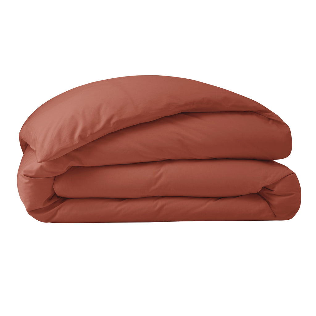 Housse De Couette - 100% Percale Coton - Terracotta