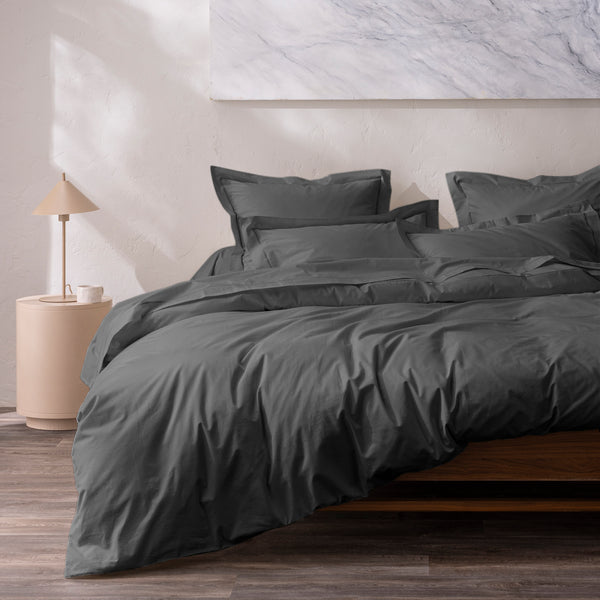 Housse De Couette - 100% Percale Coton - Ardoise