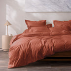Housse De Couette - 100% Percale Coton - Terracotta