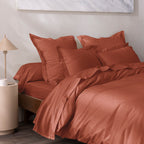 Housse De Couette - 100% Percale Coton - Terracotta