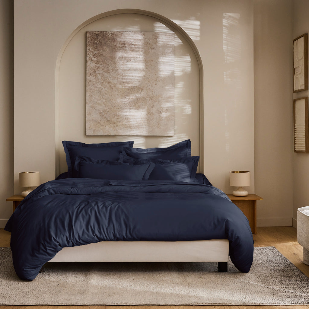 Housse De Couette "Prestige" - Satin De Coton - Bleu Velours