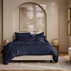 Housse De Couette "Prestige" - Satin De Coton - Bleu Velours