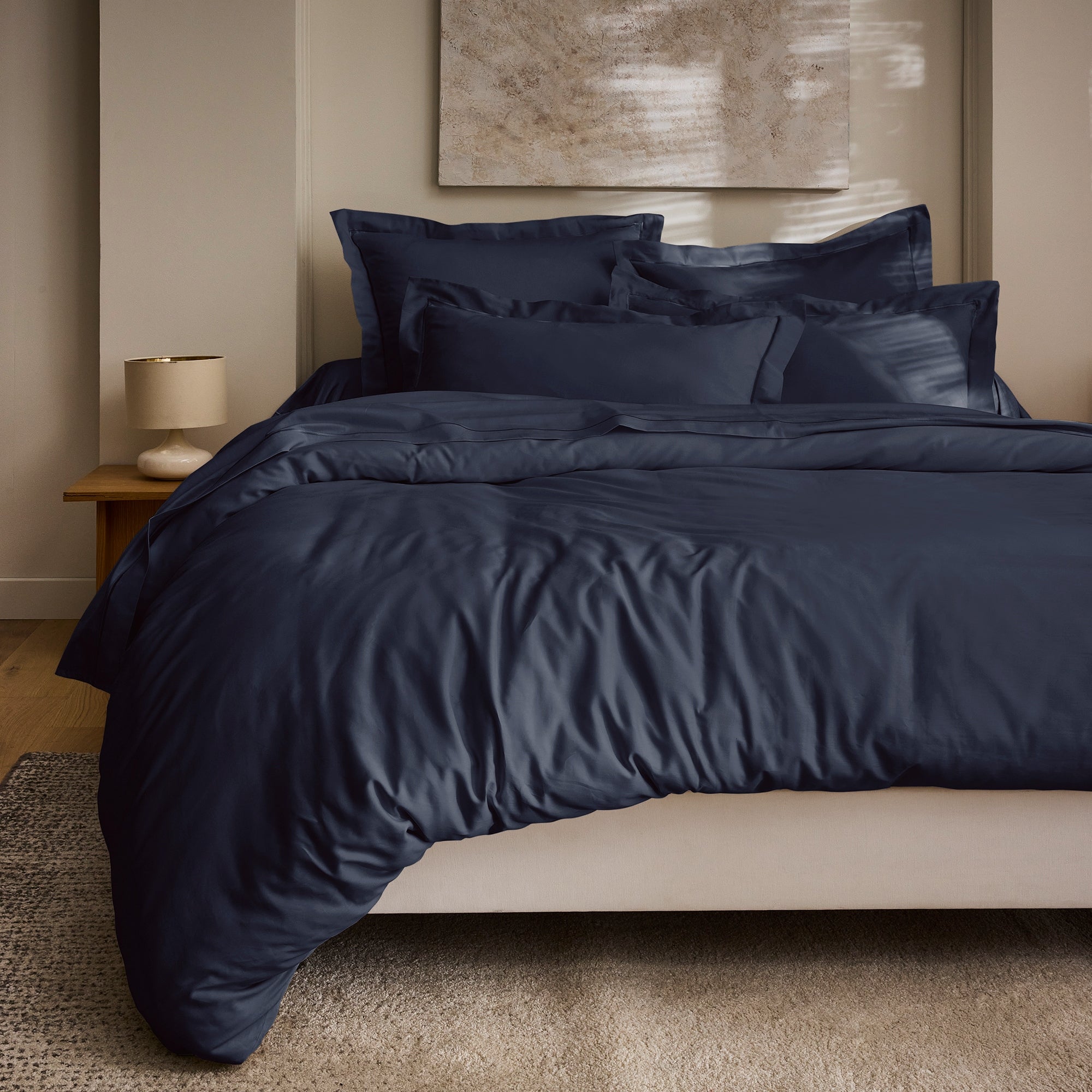 Housse De Couette "Prestige" - Satin De Coton - Bleu Velours