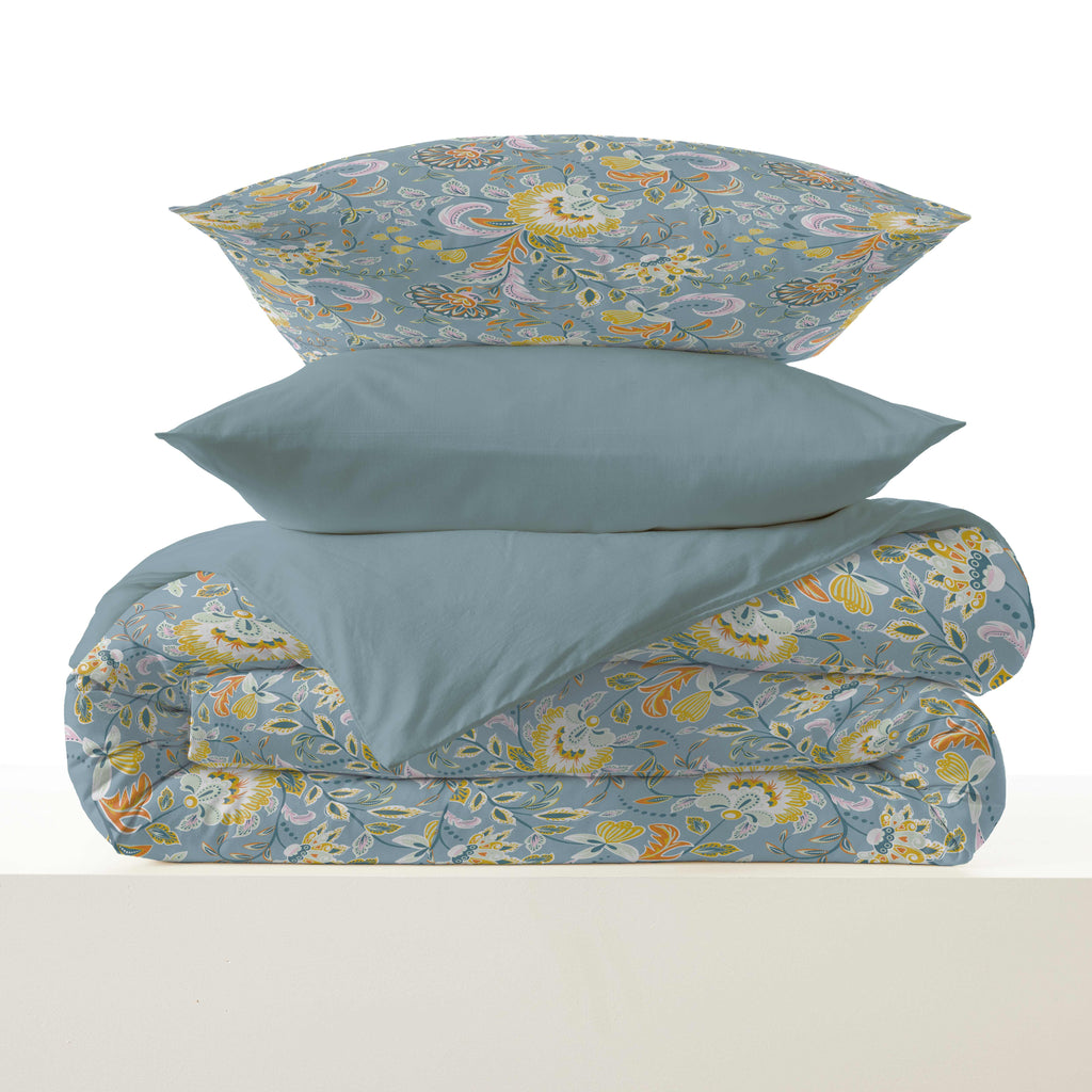 Pack Housse De Couette - 100% Coton - Bergame Turquoise